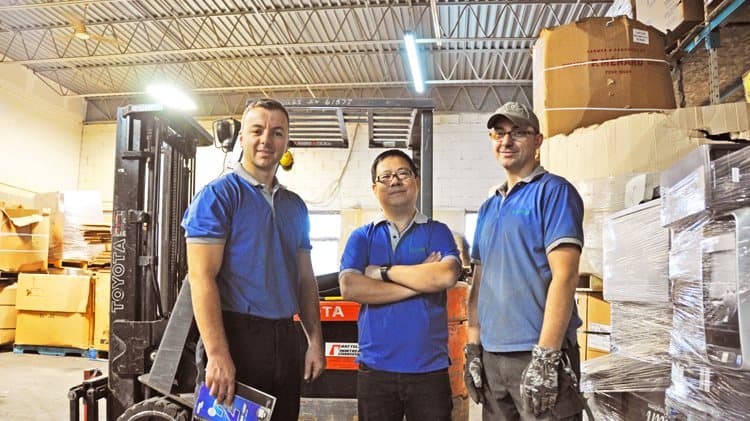 The SunTech Recycle team at the Longueuil electronics recycling facility